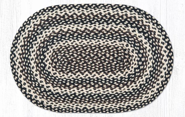 C-123 Ebony, Ivory and Chocolate Braided Rug Online Sale